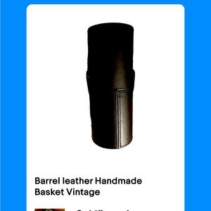 Barrel leather Handmade Basket Vintage ￼